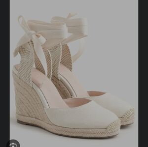 J.crew Women's Cream Wedge Espadrilles Size 10